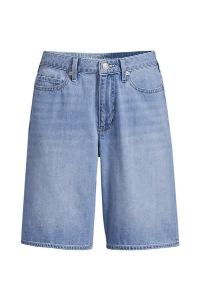 Lands' End Women's Plus Size Lightweight Denim Mid Rise 10" Shorts In Blue