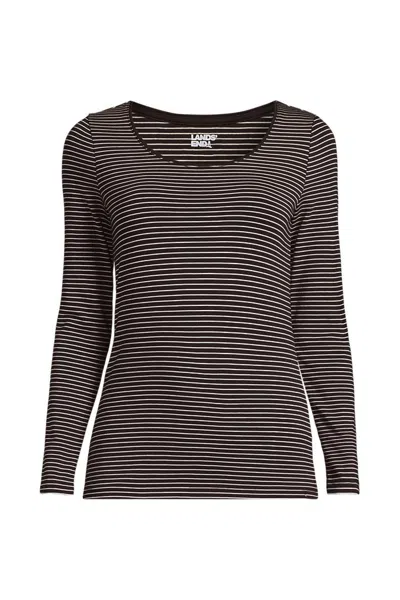 Lands' End Women's Plus Size Lightweight Jersey Skimming Long Sleeve Scoop Neck T-shirt In Brown