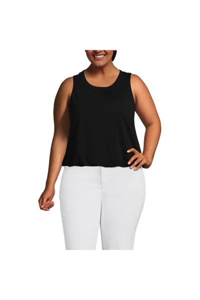 Lands' End Women's Plus Size Lightweight Jersey Tank Top In Black