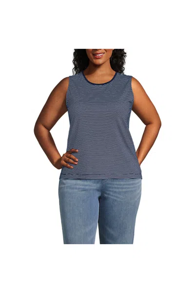 Lands' End Women's Plus Size Lightweight Jersey Tank Top In Gray