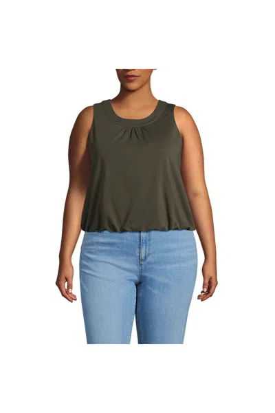 Lands' End Women's Plus Size Lightweight Jersey Tank Top In Black