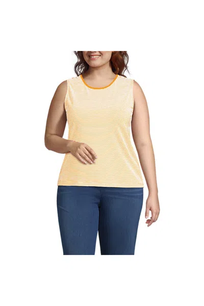 Lands' End Women's Plus Size Lightweight Jersey Tank Top In Orange
