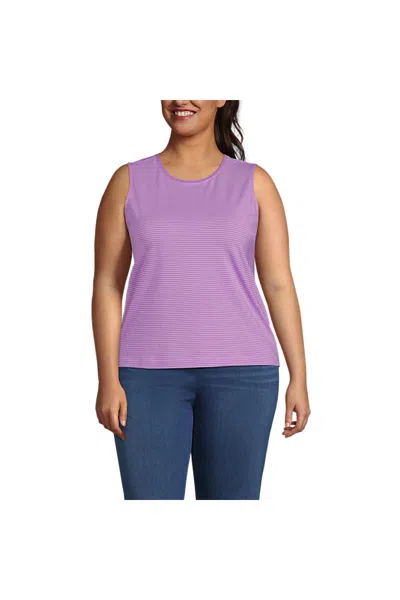 Lands' End Women's Plus Size Lightweight Jersey Tank Top In Purple