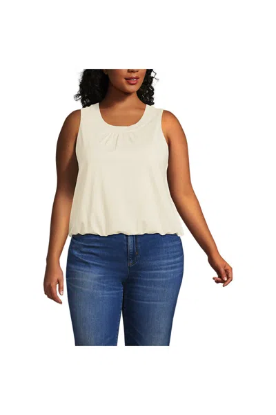 Lands' End Women's Plus Size Lightweight Jersey Tank Top In White
