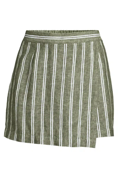 Lands' End Women's Plus Size Linen Above The Knee Skort In Green