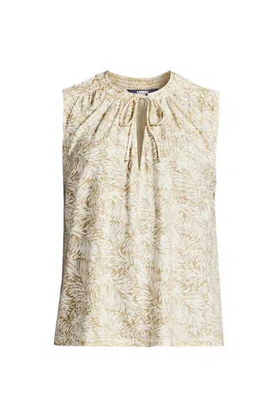 Lands' End Women's Plus Size Linen Blend Notch Neck Swing Tank Top