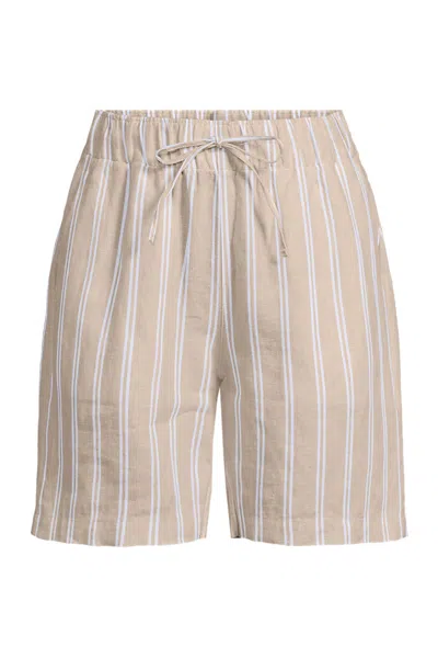 Lands' End Women's Plus Size Linen High Rise Pull On 7" Shorts In Ivory