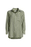 Lands' End Women's Plus Size Linen Oversized Button Front Shirt In Multi