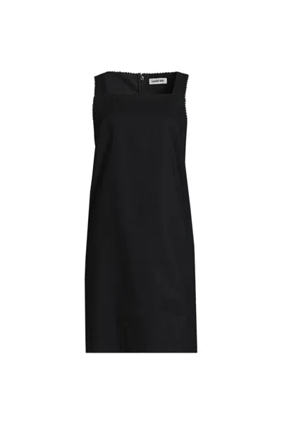 Lands' End Women's Plus Size Linen Shift Above The Knee Dress In Black
