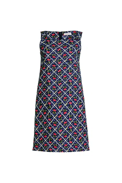 Lands' End Women's Plus Size Linen Shift Above The Knee Dress In Blue