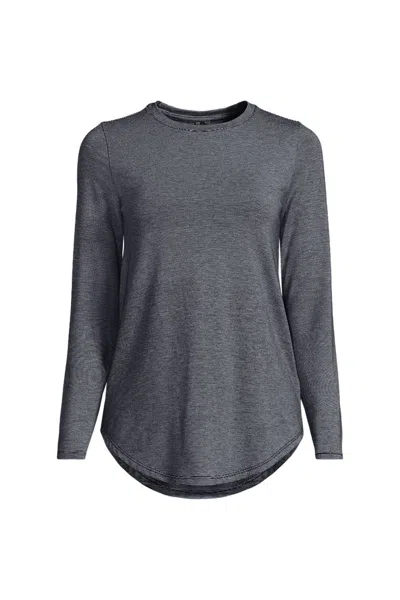 Lands' End Women's Plus Size Long Sleeve Cooling Performance Tunic Tee In Black