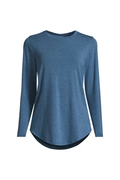 Lands' End Women's Plus Size Long Sleeve Cooling Performance Tunic Tee In Blue