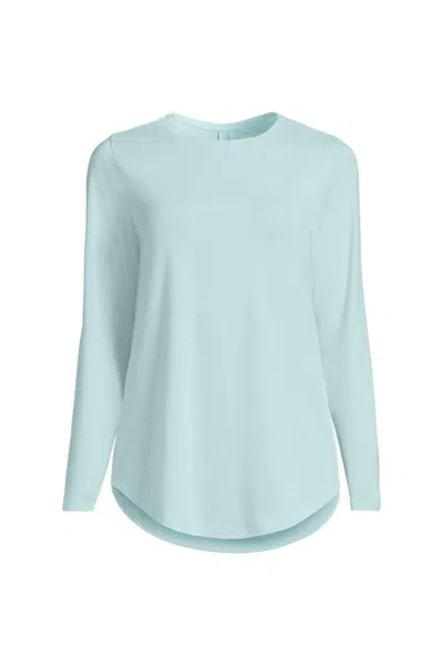 Lands' End Women's Plus Size Long Sleeve Cooling Performance Tunic Tee In Blue