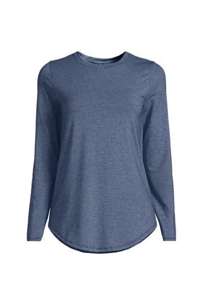 Lands' End Women's Plus Size Long Sleeve Cooling Performance Tunic Tee In Blue