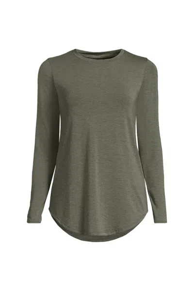 Lands' End Women's Plus Size Long Sleeve Cooling Performance Tunic Tee In Green