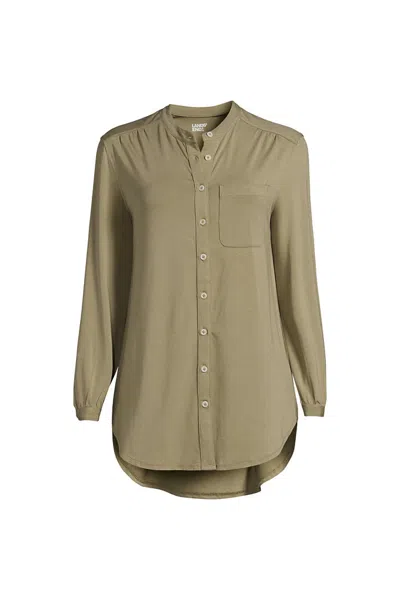 Lands' End Women's Plus Size Long Sleeve Jersey A-line Tunic In Green