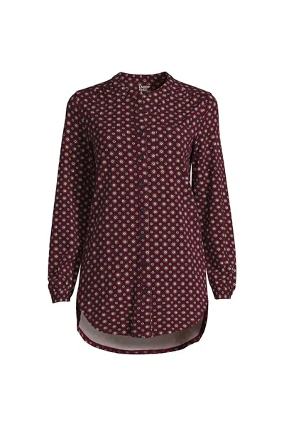 Lands' End Women's Plus Size Long Sleeve Jersey A-line Tunic In Red