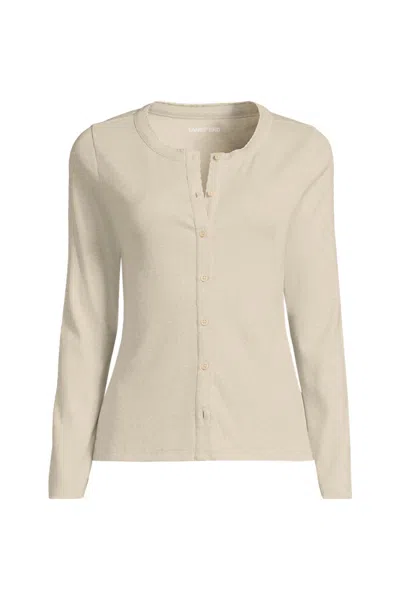 Lands' End Women's Plus Size Long Sleeve Micro Rib Button Through Cardigan In Ivory