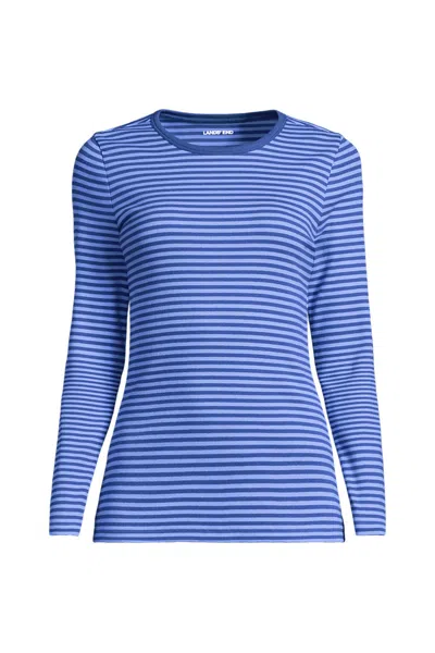 Lands' End Long Sleeve Micro Rib T-shirt In Blue