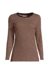 Lands' End Plus Size Long Sleeve Micro Rib T-shirt In Brown