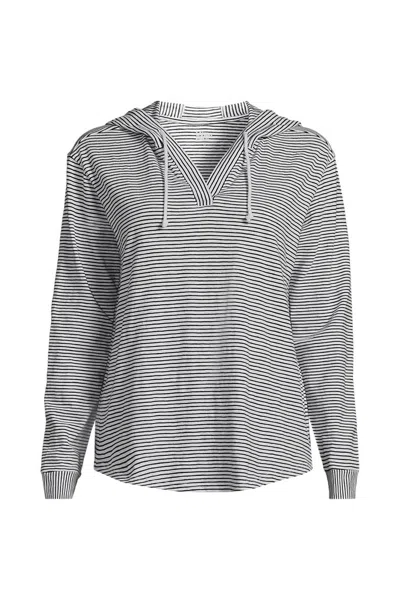 Lands' End Women's Plus Size Long Sleeve Slub Hooded Popover In Gray