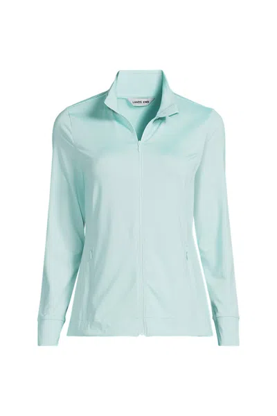 Lands' End Women's Plus Size Long Sleeve Sunshade Full Zip Jacket In Blue