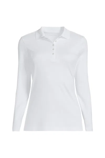 Lands' End 3/4 Sleeve Supima Cotton Polo Shirt In White