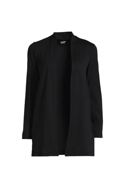 Lands' End Women's Plus Size Long Sleeve Supima Micro Modal Open Cardigan Tunic In Black