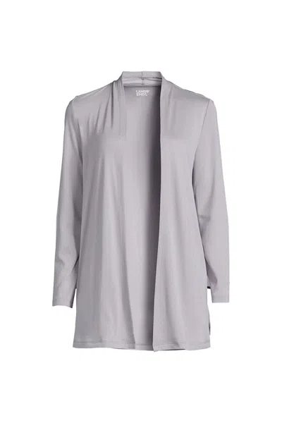 Lands' End Women's Plus Size Long Sleeve Supima Micro Modal Open Cardigan Tunic In Gray