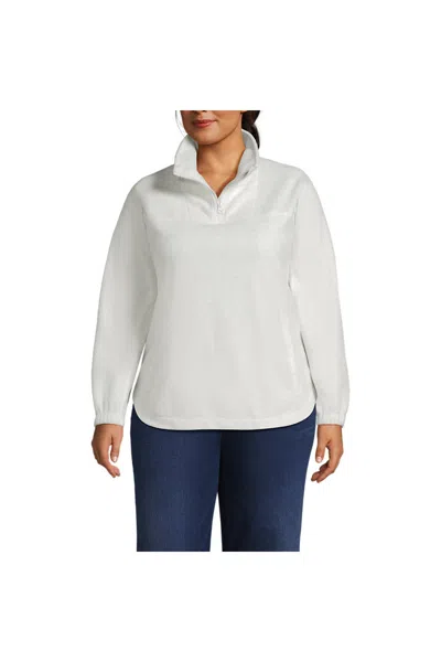 Lands' End Women's Plus Size Luxe Fleece Quarter Zip In White