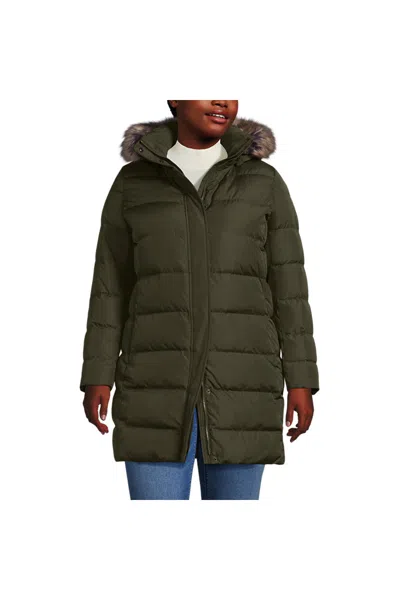 Lands' End Women's Plus Size Max 600 Down Puffer Coat In Green