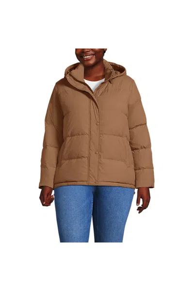 Lands' End Women's Plus Size Max 600 Down Puffer Jacket In Brown