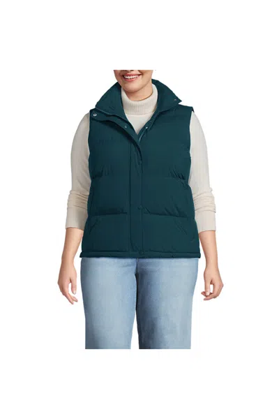 Lands' End Women's Plus Size Max 600 Down Puffer Vest In Blue