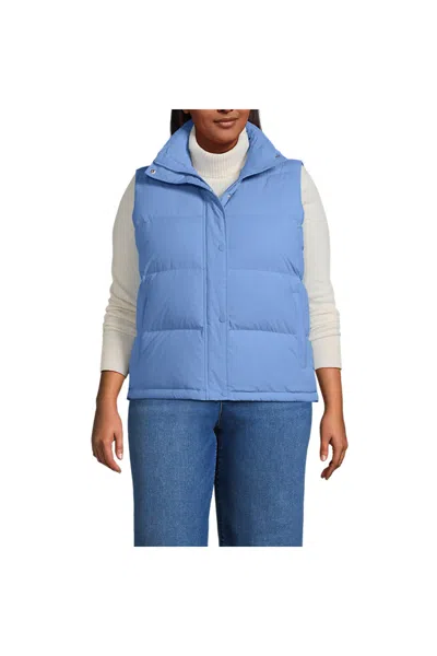 Lands' End Women's Plus Size Max 600 Down Puffer Vest In Blue