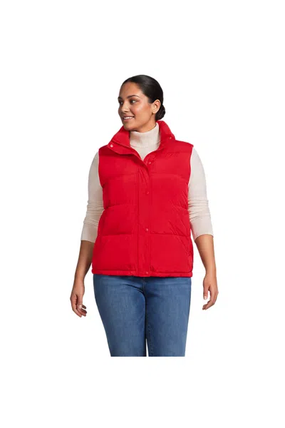 Lands' End Women's Plus Size Max 600 Down Puffer Vest In Red
