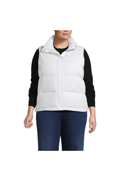 Lands' End Women's Plus Size Max 600 Down Puffer Vest In White