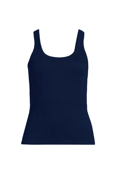 Lands' End Micro Rib Go-to Layering Tank In Blue