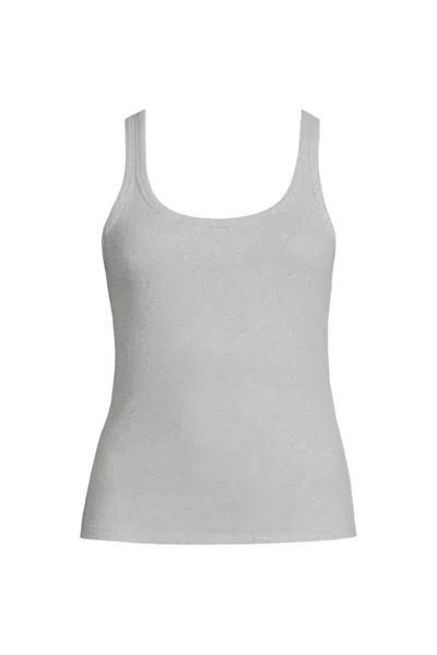 Lands' End Women's Plus Size Micro Rib Go-to Layering Tank In Gray