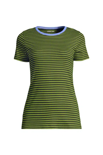 Lands' End Women's Plus Size Micro Rib T-shirt In Green