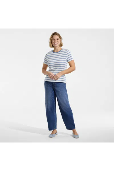 Lands' End Women's Plus Size Micro Rib T-shirt In White