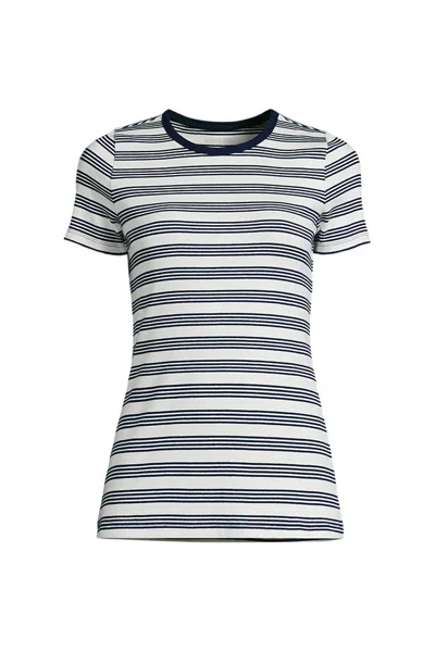 Lands' End Women's Plus Size Micro Rib T-shirt In White