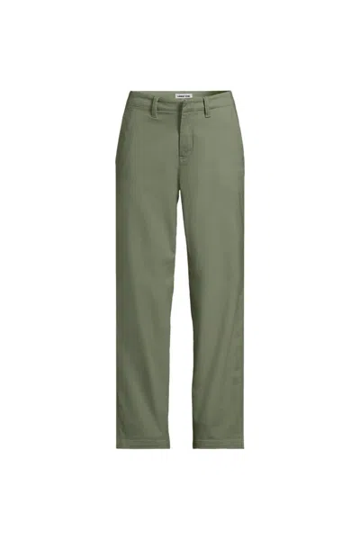 Lands' End Women's Plus Size Mid Rise Classic Straight Leg Chino Ankle Pants In Green