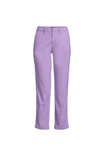 Lands' End Women's Plus Size Mid Rise Classic Straight Leg Chino Ankle Pants In Purple