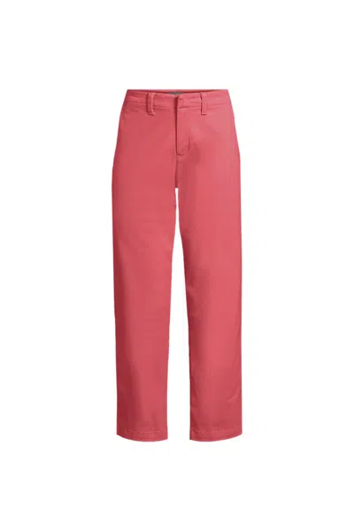Lands' End Women's Plus Size Mid Rise Classic Straight Leg Chino Ankle Pants In Red