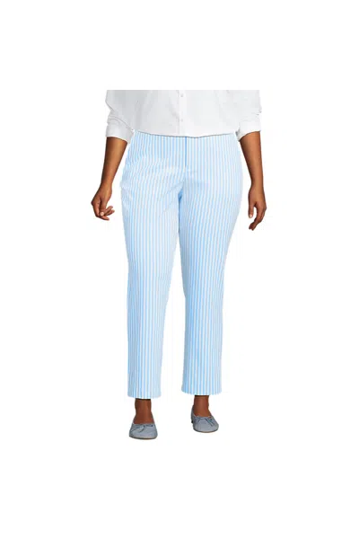 Lands' End Women's Plus Size Mid Rise Classic Straight Leg Chino Ankle Pants In Brown