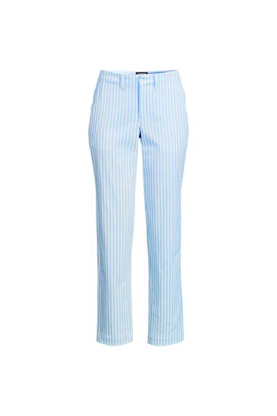 Lands' End Women's Plus Size Mid Rise Classic Straight Leg Chino Ankle Pants In Blue
