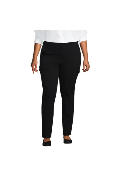 Lands' End Women's Plus Size Mid Rise Slim Cargo Chino Pants In Black