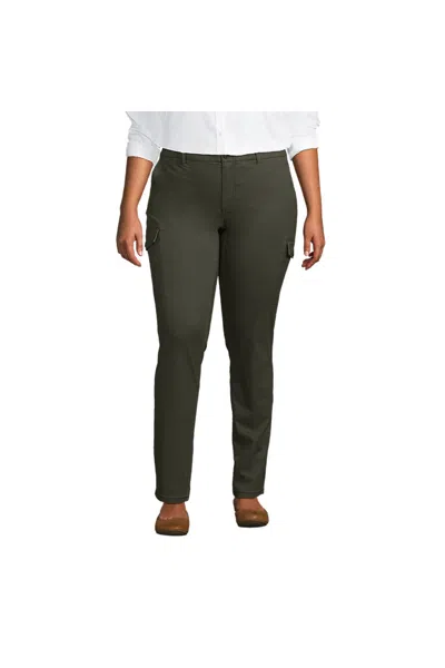 Lands' End Women's Plus Size Mid Rise Slim Cargo Chino Pants In Multi