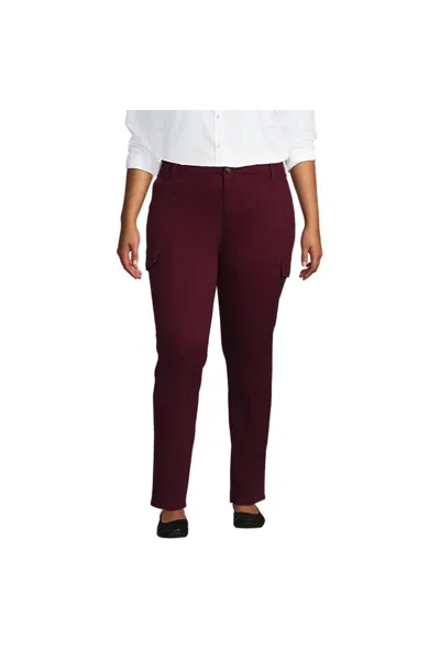 Lands' End Women's Plus Size Mid Rise Slim Cargo Chino Pants In Multi