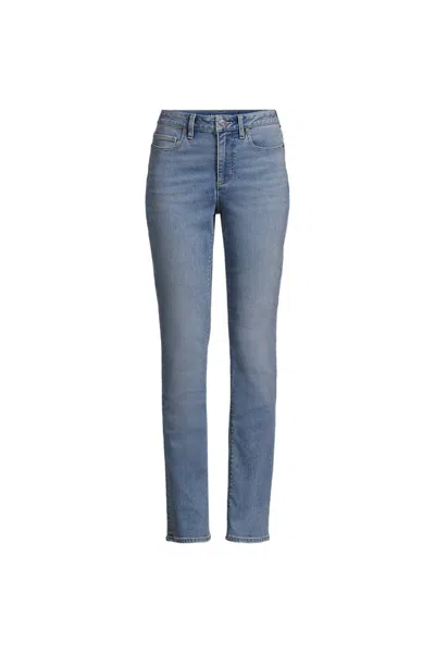 Lands' End Women's Plus Size Mid Rise Straight Leg Blue Jeans